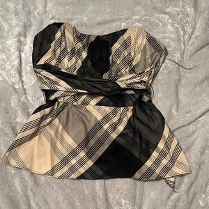 Stylish Strapless Plaid Corset Top